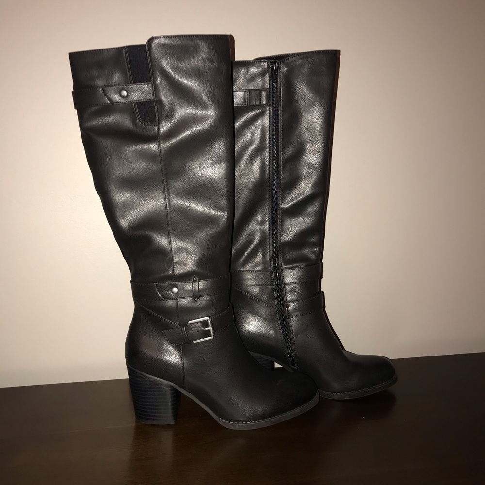 NEW Black Faux Leather Boots